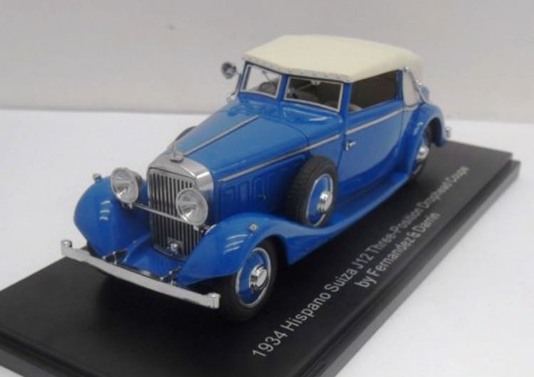 1:43 Hispano-Suiza J12 Drophead Coupe by Fernandez Darrin (Paris)  fully closed, 1934 (blue)