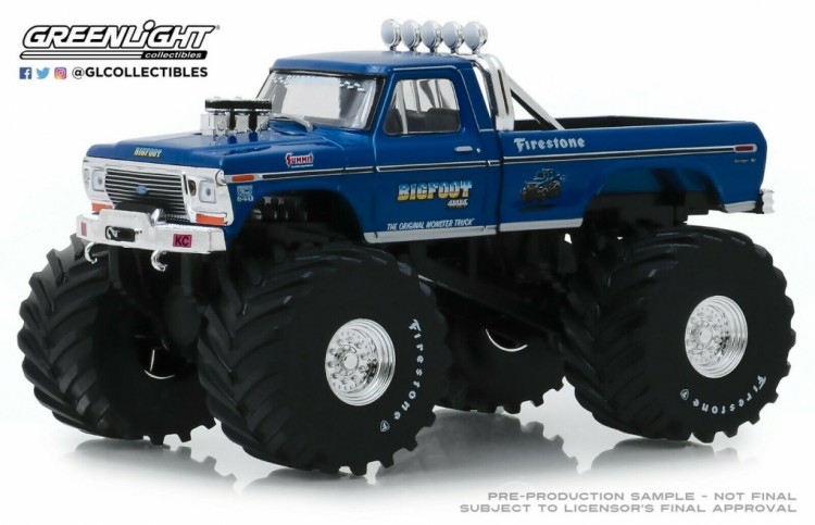 1:43 FORD F-250 Monster Truck Bigfoot #1 1974 Blue (колеса 66 дюймов)