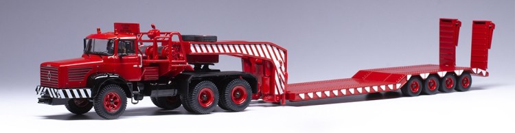 1:43 BERLIET TB 015 M3 6x4 с прицепом-тяжеловозом 1960 Red 