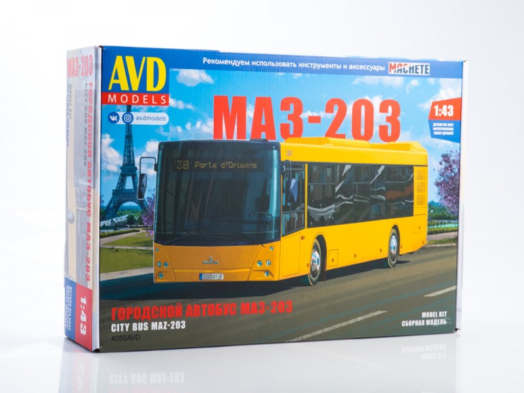 1:43 Сборная модель Городской автобус МАЗ-203