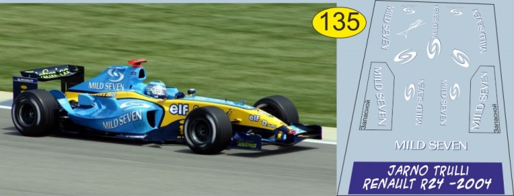 1:43 набор декалей Formula 1 №17 Renault R24 Ярно Трулли