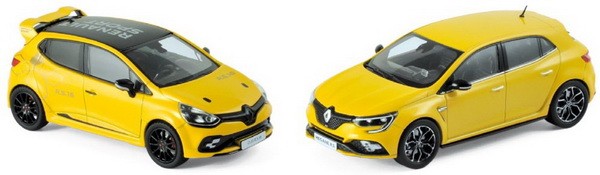 1:43 набор из 2 моделей RENAULT Clio R.S.16 & Megane R.S. 2017 Yellow