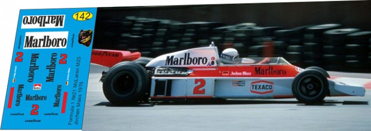 1:43 набор декалей Formula 1 №21 McLaren M23 №2 Jochen Mass