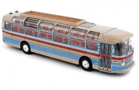 1:43 Автобус SAVIEM S53M 1970 Creme with Red/Blue Stripes