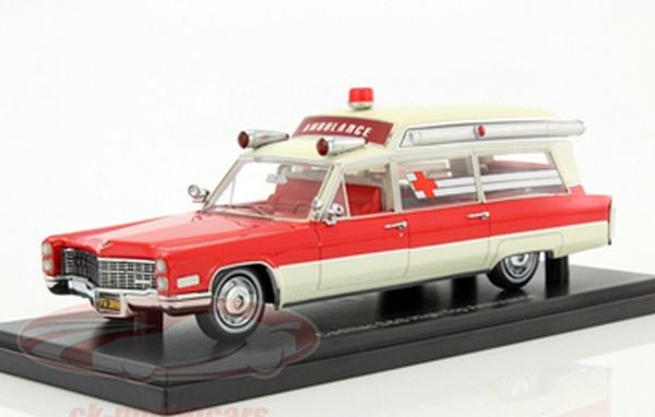 1:43 CADILLAC S&S Ambulance (скорая медицинская помощь) 1966 Red/White