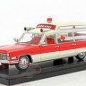 1:43 CADILLAC S&S Ambulance (скорая медицинская помощь) 1966 Red/White