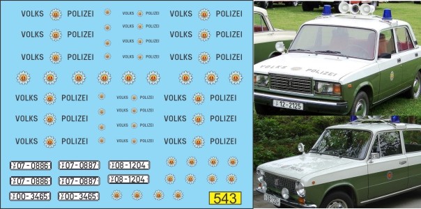 1:43 Набор декалей Полиция ГДР volks polizei