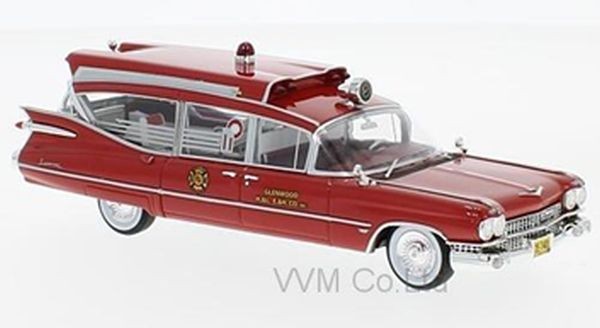 1:43 CADILLAC S&S Superior Rescuer Ambulance (скорая медицинская помощь) 1959 Red