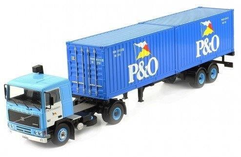1:43 VOLVO F10 c полуприцепом-контейнеровозом и 20-футовыми контейнерами "P & O" 1983 Blue