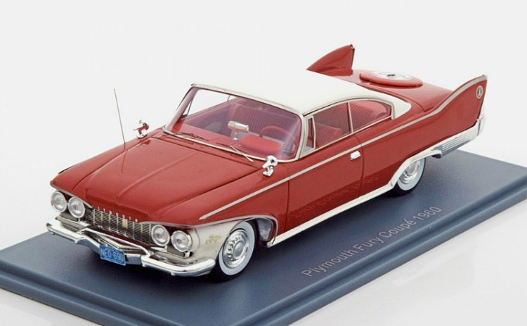 1:43 PLYMOUTH Fury Hardtop Coupe 2-Door 1960 Red/White