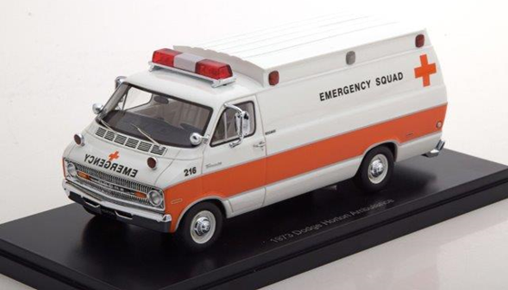 1:43 DODGE Horton Ambulance "Emergency Squad" 1973 White/Orange