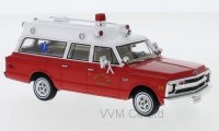1:43 CHEVROLET Suburban Ambulance "Hillside Fire Department" (пожарная медицинская помощь) 1970 Red/White