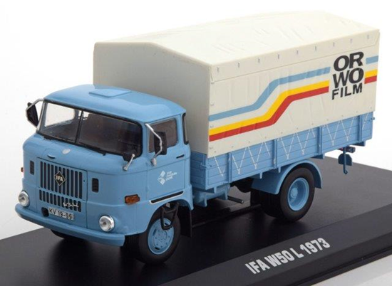 1:43 IFA W50L грузовик с тентом "Orwo Film" 1975 Light Blue