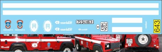 1:43 набор декалей LAND ROVER Defender МЧС Новосибирск Rosenbauer (версия 1) 